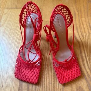 Bottega Veneta Stretch Ankle Wrap Leather Sandal